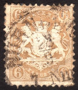 1870, Germany Bavaria 6Kr, Used, Sc 25