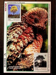 BOLIVIA Sc 929(NOTE) NH SOUVENIR SHEET OF 1994 - TREES - BIRD