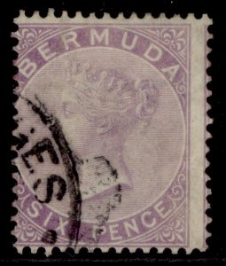 BERMUDA QV SG6, 6d dull purple, FINE USED. Cat £75.