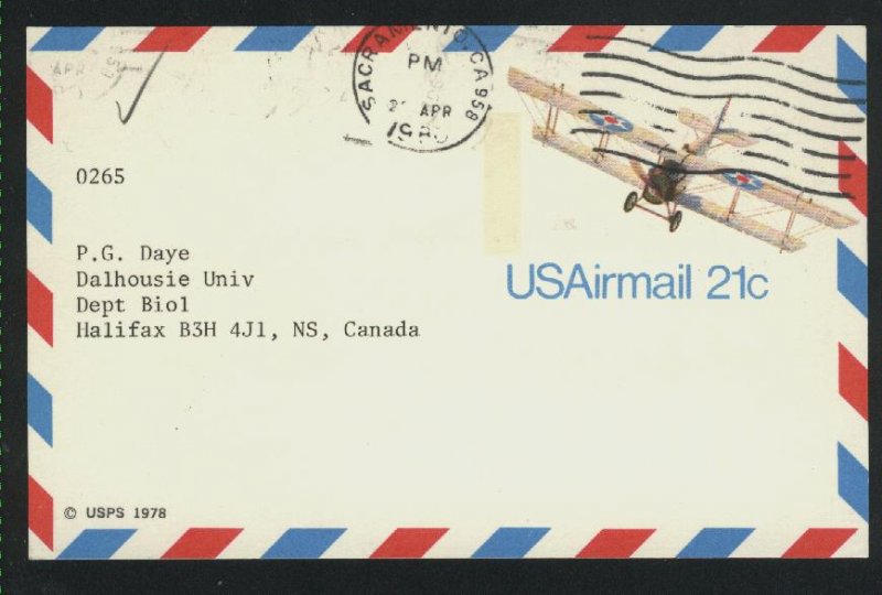 USA Airmail postcard 21 cent 1980  PD