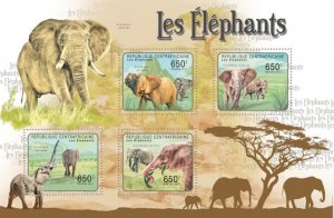 C A R - 2011 - Elephants - Perf 4v Sheet - Mint Never Hinged