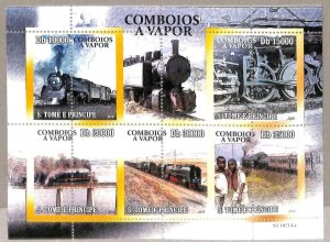 A3251 - SAO TOME & PRINCIPE, ERROR MISSPERF: 2010, Steam Locomotives, Trains