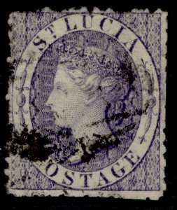 ST. LUCIA QV SG13, (6d) violet, USED. Cat £42.