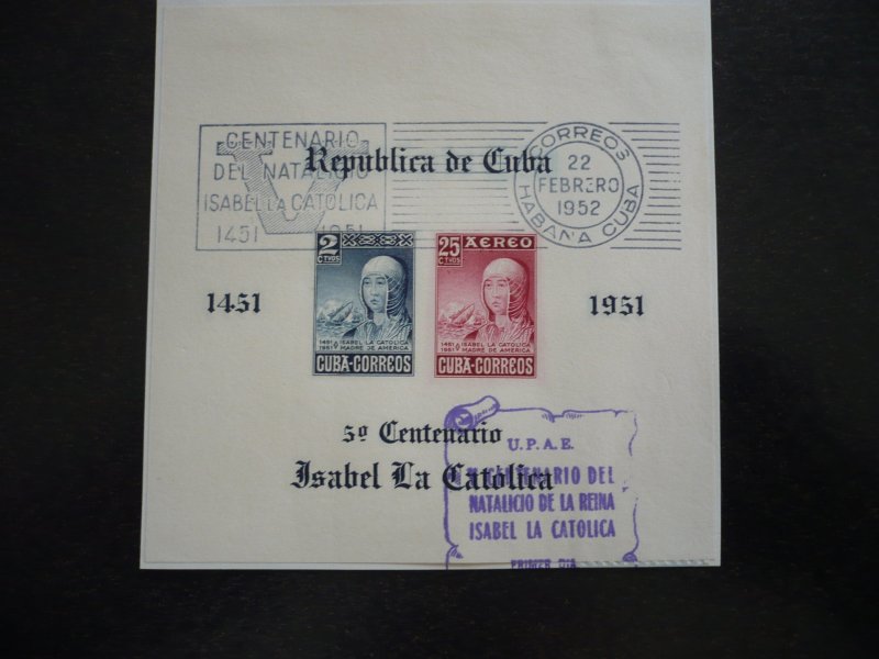 Stamps  - Cuba - Scott# C50b - Used Souvenir Sheet of 2 Stamps - First Day Cover