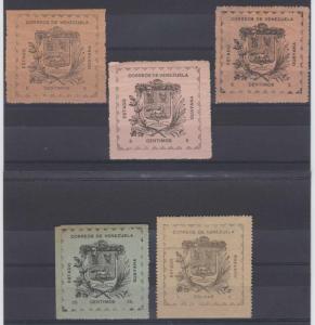 VENEZUELA GUAYANA 1903 Sc 11, 13 & 15 TOP VALUE FIVE FORGERIES SHADES (€425)