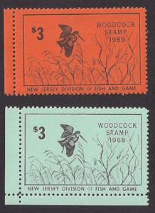 NEW JERSEY woodcock stamps 1968 & 1969 both for 1 price! MNH