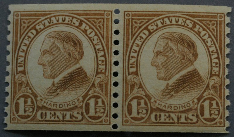 United States #598 1 1/2 Cent Harding Coil Pair MNH