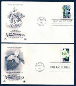 UNITED STATES FDCs (50) 29¢ Wildflowers 1992 Postal Commem