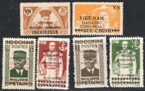 Thematic stamps VIETNAM 1945/6 SELECTION sg.1,8,10,15b,19,21 mint