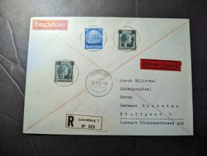 1941 Registered Express Germany Luxembourg Overprint Cover to Stuttgart