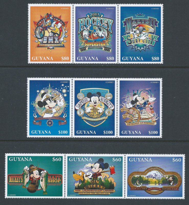 Guyana #3090-2 NH Disney - Outdoors,Sports,Nautical (3 St...