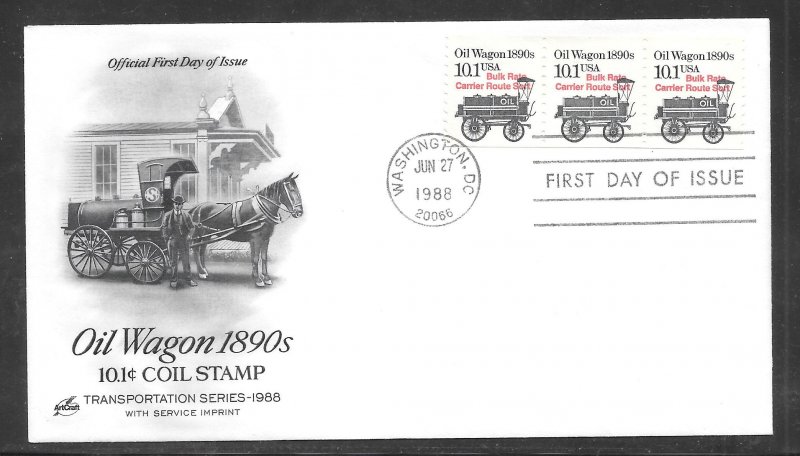 Just Fun Cover #2130a FDC Oil Wagon Artcraft Cachet (my2704)