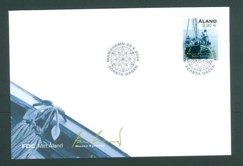 Aland. FDC 2004. Finnish President Koivisto On Boat. Scott# 223