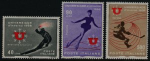 Italy 927-9 MNH Winter University Games, Skater, Ice Hockey