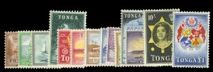 Tonga #100-113 Cat$60, 1953 1p-£1, complete set, never hinged
