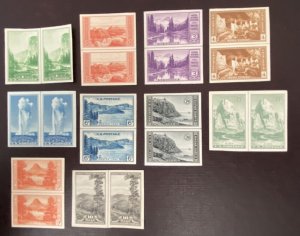 US Stamps-SC# 756 - 765 - Natl Parks - NGAI NH - Line Pairs X 2 - SCV = $75.85