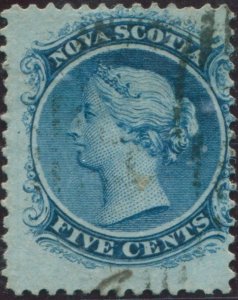 Nova Scotia 1860 SG12 5c blue QV FU