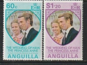 1973 Anguilla - Sc 179-80 - MNH VF - 2 single - Princess Anne Wedding