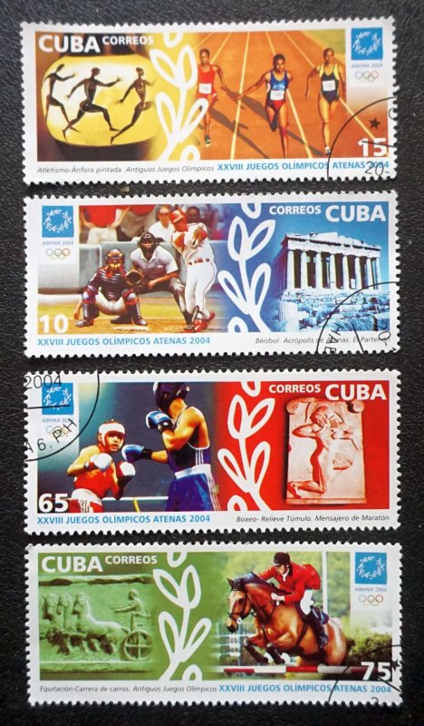 CUBA Sc# 4363-4365   ATHENS SUMMER OLYMPIC GAMES Cpl set of 4  2004 used / cto