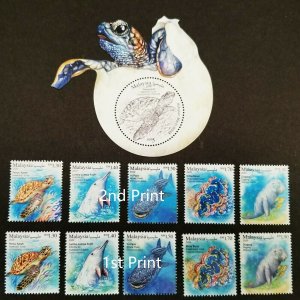 *FREE SHIP Malaysia Definitive Iconic Marine Life 2020 (stamp 1&2 + ms) MNH *odd