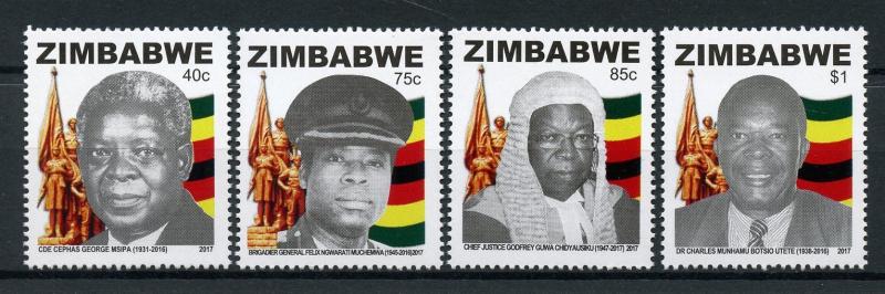 Zimbabwe 2017 MNH Heroes 4v Set Famous People Personalities Stamps