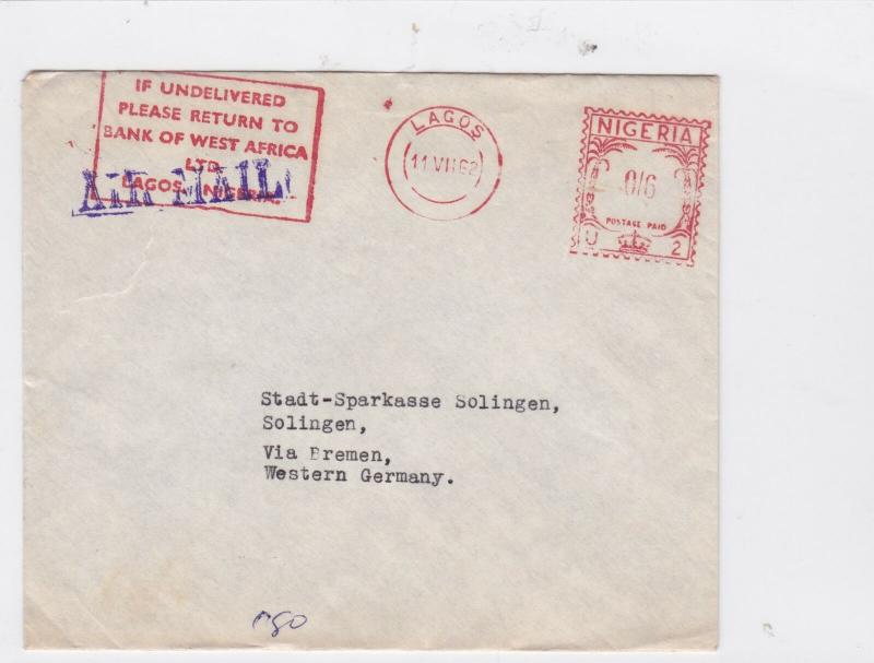 lagos nigeria  1962 airmail  stamps cover  Ref 10020