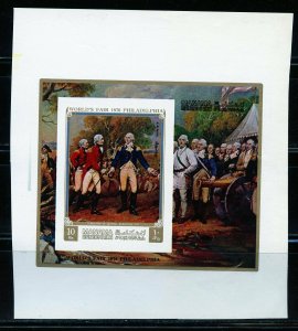 MANAMA WASHINGTON ACCEPT BURGOYNE'S SURRENDER  PROOF IMPERF SOUVENIR SHEET MINT 