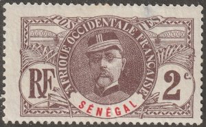Senegal, stamp, Scott#58,  mint, hinged,  2c, brown.