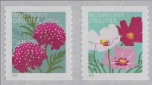 2022 5c NONPROFIT Butterfly Garden Flowers, Coil Pair Scott 5664-5665 Mint VF NH