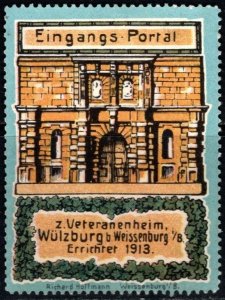 Vintage Germany Poster Stamp Entrance Portal Veterans Home Built 1913