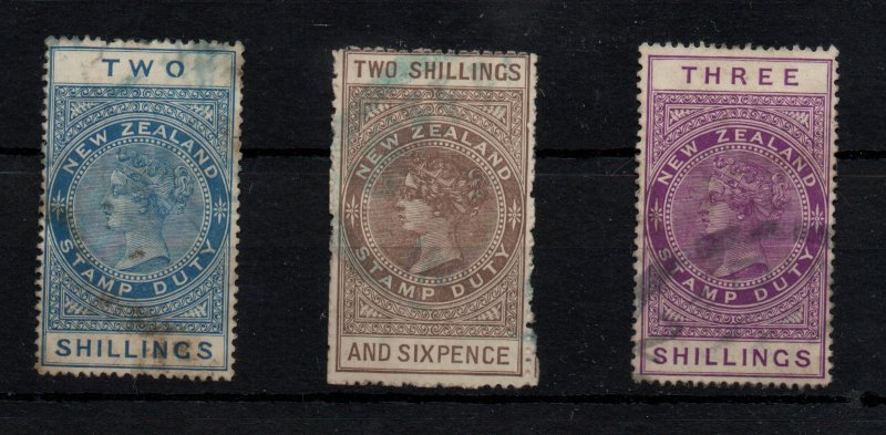 New Zealand QV 3 x Stamp Duty Revenues 2/- 3/- WS38679