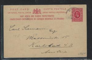 EAST AFRICA AND UGANDA (3009B) 1914 KGV 6C PSC TO AUSTRIA WITH MSG 