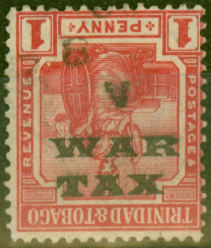 Trinidad & Tobago 1918 1d Scarlet SG186b Opt Inverted Fine Used 