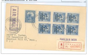 Venezuela  1947 Reg. FDC to Chesnut Hill Via Miami & Boston