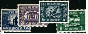 Iceland Sc #152 - 154, 156  Mint hr F-VF Cat $15...Quality Bargain!