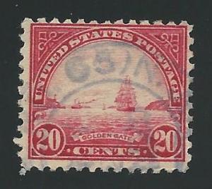 United States Scott #567 20¢ Golden Gate Used Single, Fine