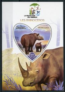Madagascar 2017 MNH Rhinoceros Rhinos 1 S/S Rhino Wild Animals Stamps