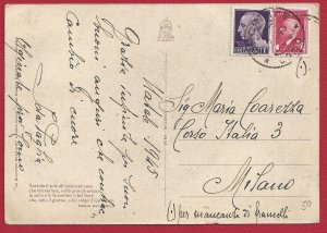 1945 Italy - postcard franked with Marca da Bollo 20 cent. Red