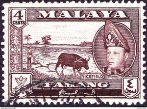 MALAYA PAHANG 1957 4c Sepia SG77 FU