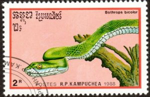 Cambodia 910 - Cto - 2r Guatemalan Tree Viper (1988) +