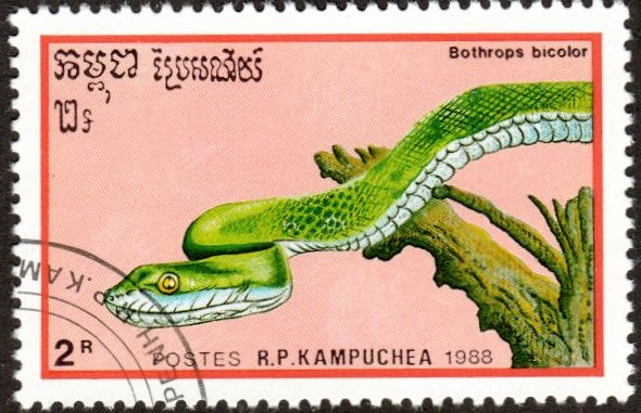 Cambodia 910 - Cto - 2r Guatemalan Tree Viper (1988) +