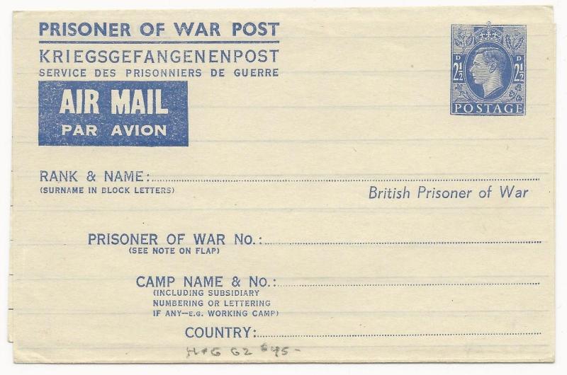 Great Britain Michel #FLF1 H&G #I-G2 Prisoner of War Post Air Mail Unused