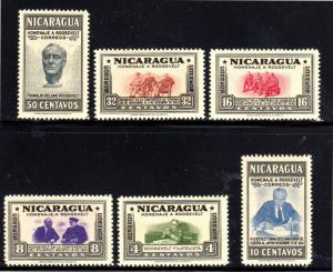 NICARAGUA #695-700  1946  ROOSEVELT   MINT  VF NH  O.G  a