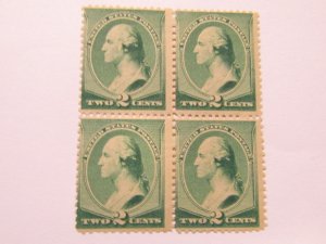 US Stamp, Scott #213 Mint LH, Block of 4 stamps,1887 George Washington,