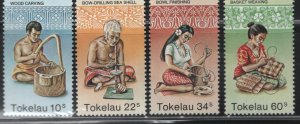 Tokelau  81-84 (4) set, MNH, 1982 Wood carving and making baskets