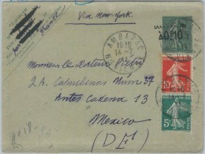 75170 - FRANCE - Postal History - STATIONERY COVER  + stamps to MEXICO  1911