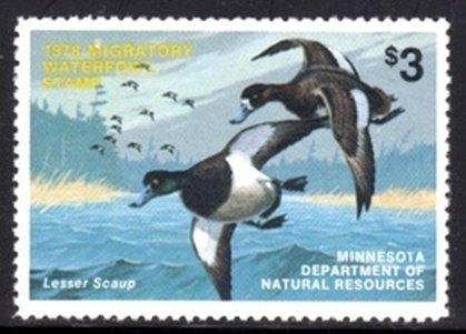 US Stamp 1978 MNH Minnesota State Lesser Scaup Duck Stamp $3 Single