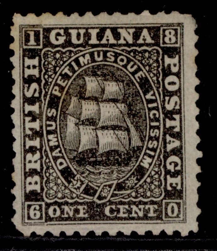 BRITISH GUIANA QV SG42, 1c black, UNUSED. Cat £180. PERF 12 