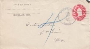 United States Ohio Wickliffe 1909 4a-bar  Postal Stationery Envelope.