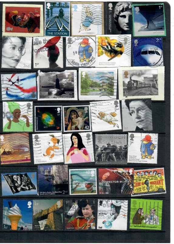 G.B. MODERN COMMEMORATIVES   MIX X 33, ALL DIFFERENT, USED  LOT 103 